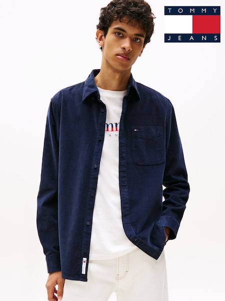 Tommy Jeans Blue Regular Fit Corduroy Shirt (Y13083) | €92