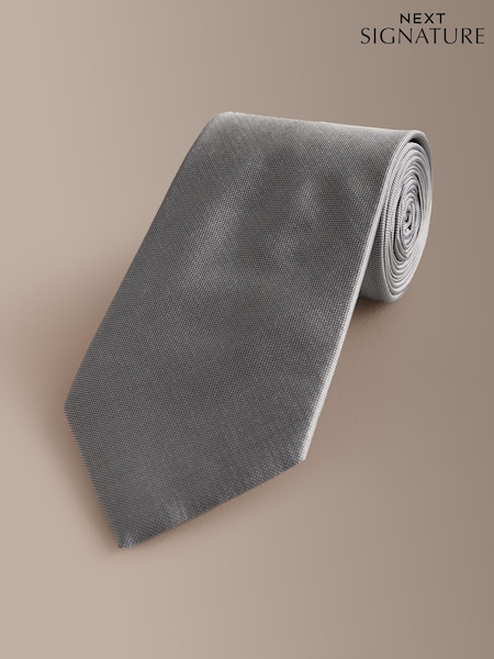 Szary - Signature Silk Tie (Y13211) | 145 zł