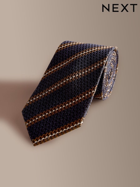 Navy/Brown Signature Silk Tie (Y13257) | kr374