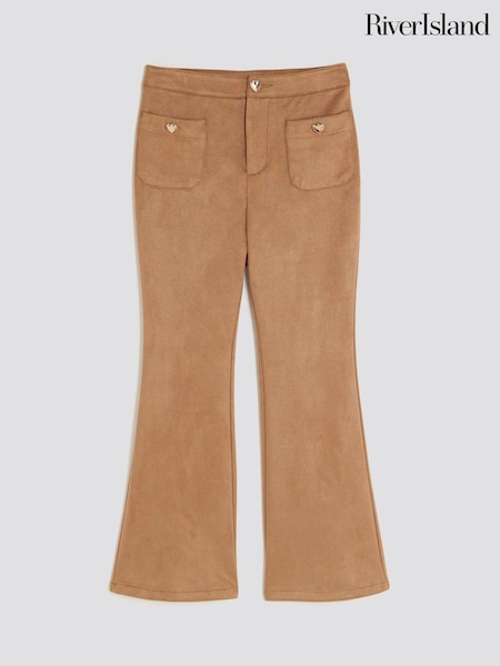 River Island Brown Suedette Kickflare Trousers (Y13267) | €29