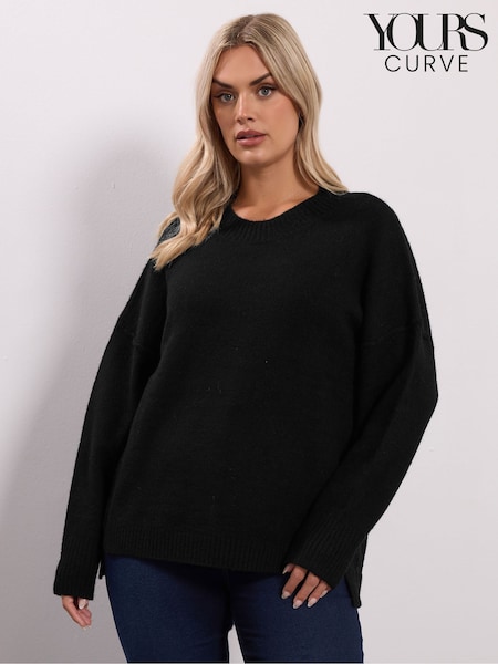 Preto - Yours Curve Drop Shoulder Seam Detail Jumper (Y13341) | R$ 285