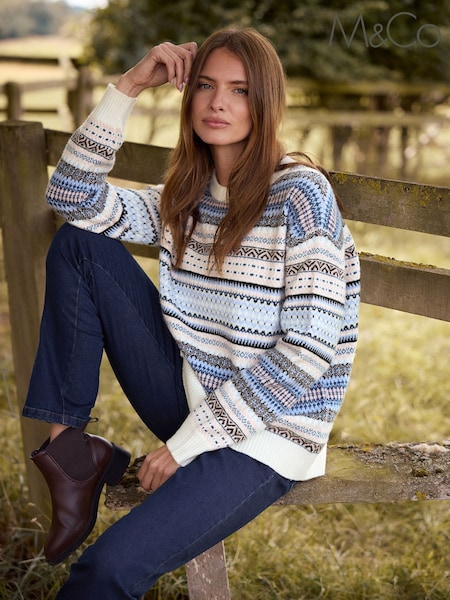 M&Co Blue Fairisle Jumper (Y13354) | €42