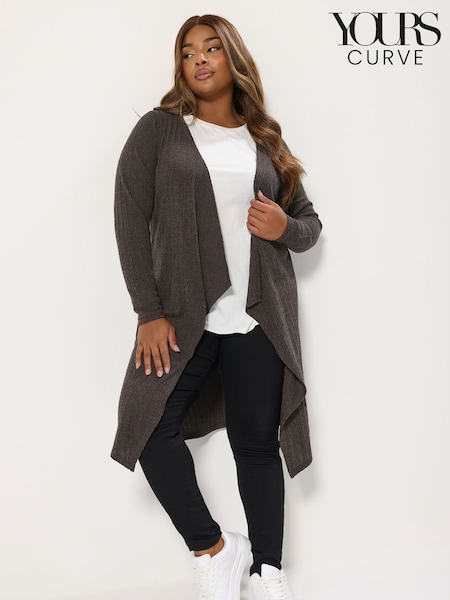 Yours Curve Brown Cut & Sew Waterfall Midaxi Cardigan (Y13366) | €44
