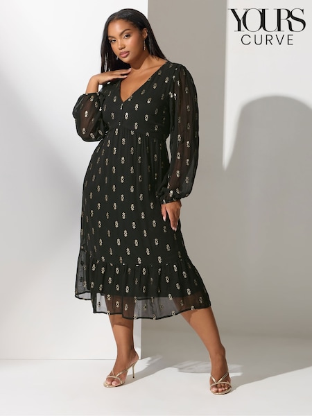 Yours Curve Black London Sequin Boho Smock Dress (Y13392) | €89