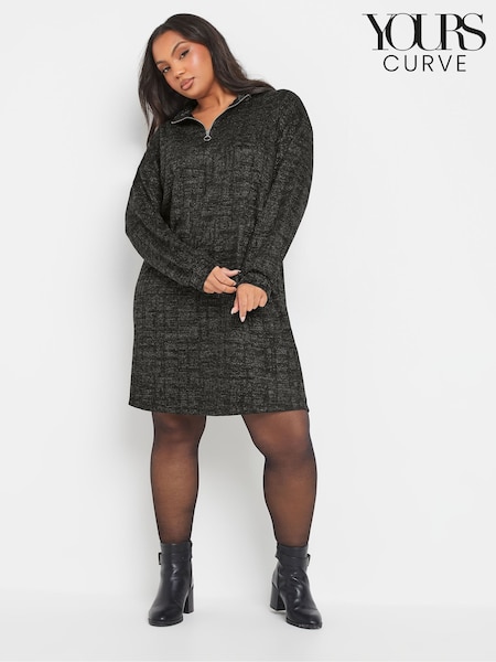 Yours Curve Black Zip Neck Jumper Dress (Y13515) | €43
