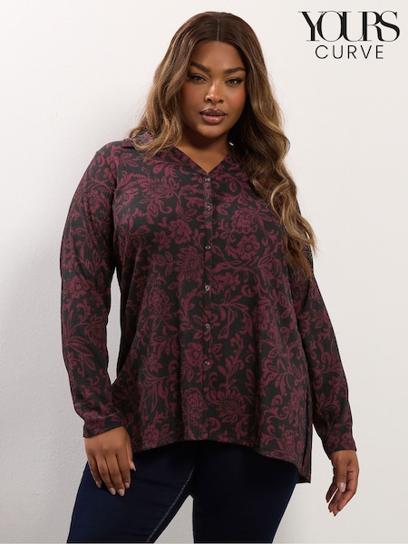 Yours Curve Brown Textured Jersey Shirt (Y13530) | €38