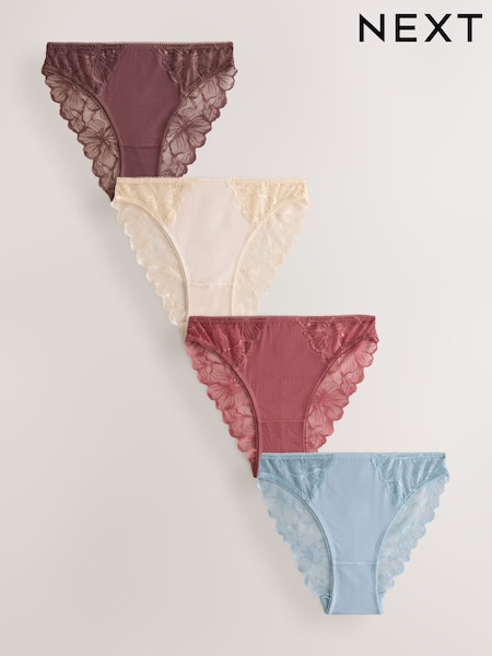 Chocolate Nude/Berry/Blue/Pastel Rose Nude - Modal & Lace Knickers 5 Pack