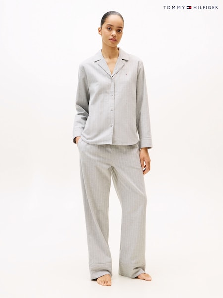 Tommy Hilfiger Grey Essential Herringbone Stripe Flannel Pyjamas Set (Y13781) | €120
