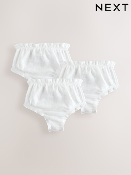 أبيض - Woven Baby Knickers 3 Pack (0mths-2yrs) (Y13829) | ‏66 د.إ.‏