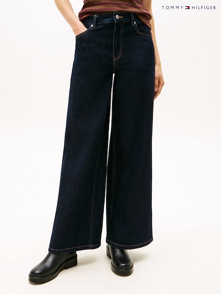Tommy Hilfiger Black 70s High Rise Wide Leg Jeans (Y13919) | €170