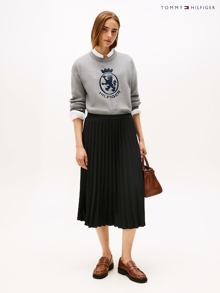 Tommy Hilfiger Black Pleated Midi Skirt (Y13928) | €159