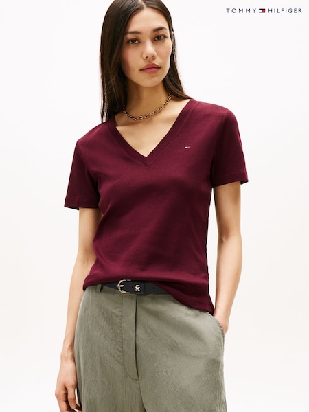 Tommy Hilfiger Red V-Neck Slim T-Shirt (Y13931) | AED262