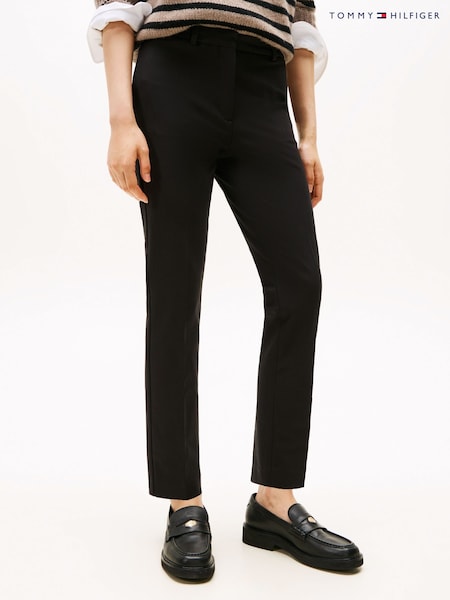 Tommy Hilfiger Black Gabardine Slim Trousers (Y13951) | AED699