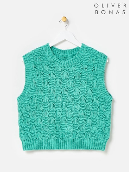 Oliver Bonas Green Chunky Knitted Vest (Y13978) | R$ 610