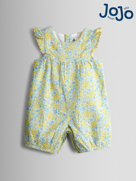 JoJo Maman Bébé Yellow Floral Printed Romper & Headband (Y13986) | AED146 - AED151