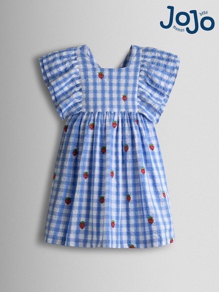 JoJo Maman Bébé Frill Square Neck Gingham Dress (Y13994) | 186 LEI - 209 LEI