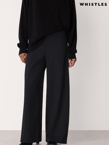 Whistles Black Petite Ponte Wide Leg Trousers (Y14020) | R$ 980