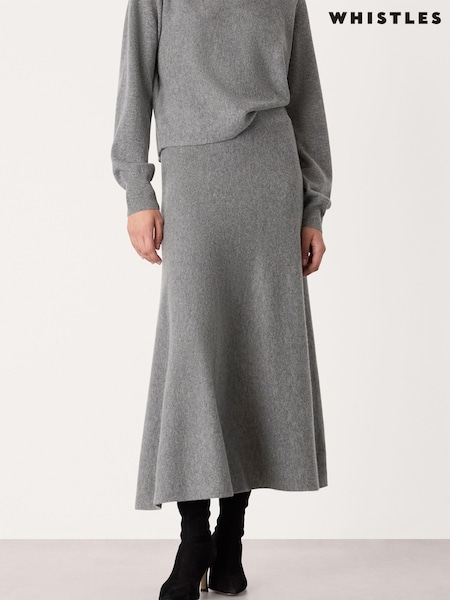 Whistles Grey Knitted Midi Skirt (Y14027) | €79