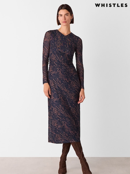Whistles Blue Abstract Marks Mesh Dress (Y14028) | €99