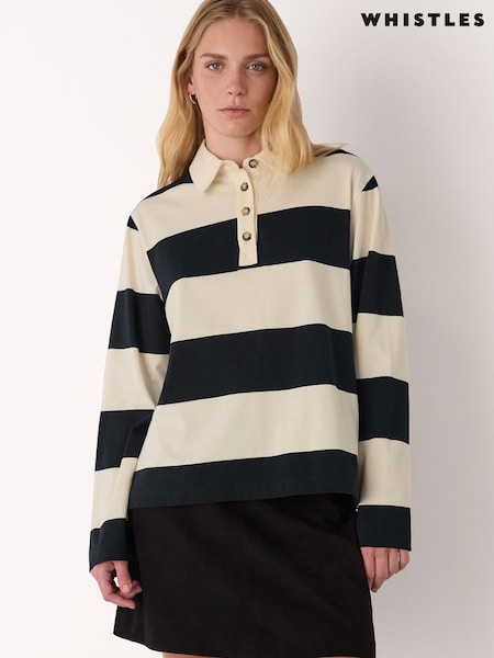 Whistles White Stripe Polo Shirt (Y14122) | €108