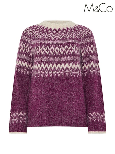 M&Co Purple Placement Fairisle Jumper (Y14227) | R$ 325