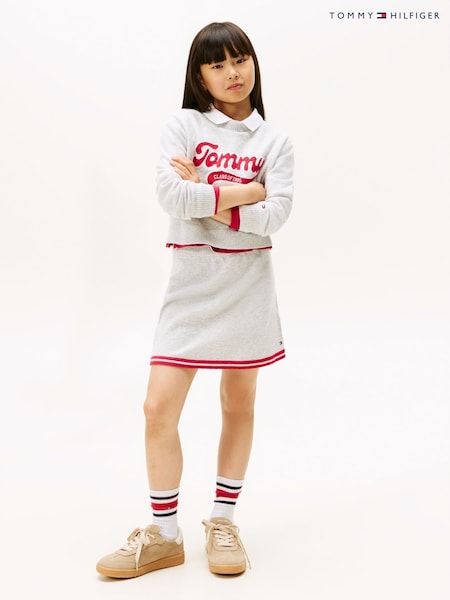 Tommy Hilfiger Grey Varsity Rib-Knit Mini Skirt (Y14271) | AED262 - AED320