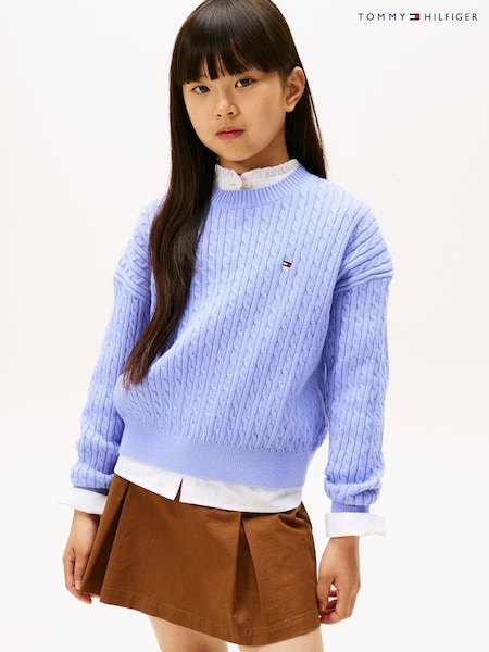 Tommy Hilfiger Blue Relaxed Cable Knit Jumper (Y14289) | AED291 - AED349