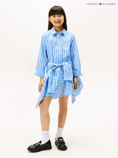 Tommy Hilfiger Blue Stripe Poplin Relaxed Shirt Dress (Y14292) | AED320 - AED379