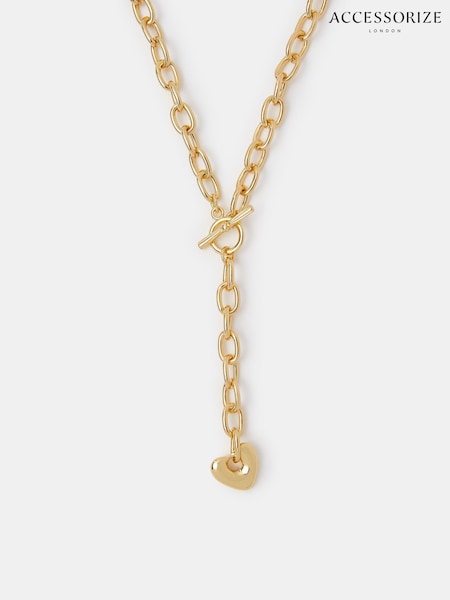Accessorize Gold 14ct Gold-Plated Heart Pendant Chain Necklace (Y14447) | €37