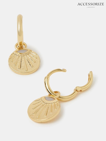 Accessorize Gold Plated 14ct Sun Drop Huggie Hoop Earrings (Y14457) | €24