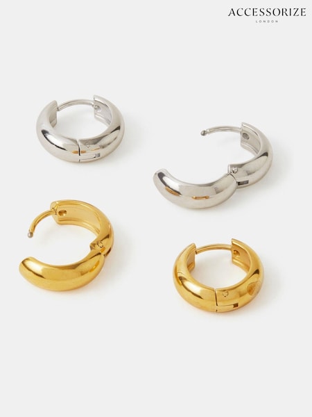 Accessorize Gold 2-Pack Stainless Steel Hoop Earrings (Y14460) | €31