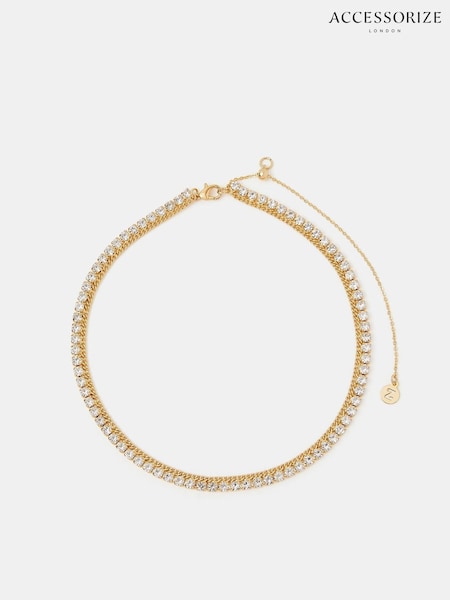 Accessorize Gold 14ct Gold-Plated Diamanté Choker Necklace (Y14462) | €42