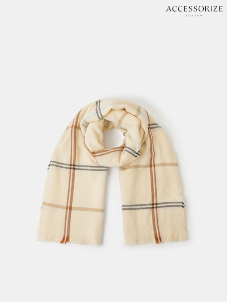 Accessorize Cream Check Print Blanket Scarf (Y14467) | €31