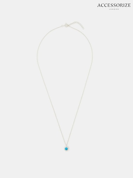 Accessorize Blue Sterling Silver Healing Stone Pendant Necklace (Y14468) | €29