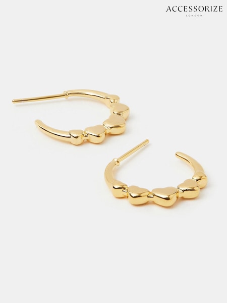 Accessorize Gold Plated 14ct Heart Hoop Earrings (Y14470) | €24