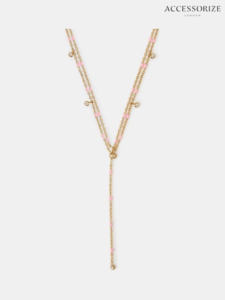 Accessorize Gold Tone Stainless Steel Bead Layered Lariat Necklace (Y14477) | €32