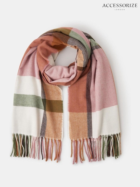 Accessorize Pink Check Print Blanket Scarf (Y14484) | €31