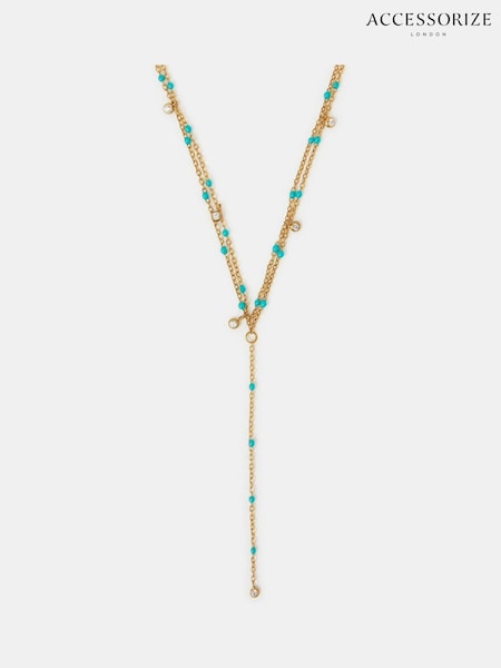 Accessorize Gold Tone Stainless Steel Bead Layered Lariat Necklace (Y14486) | €32