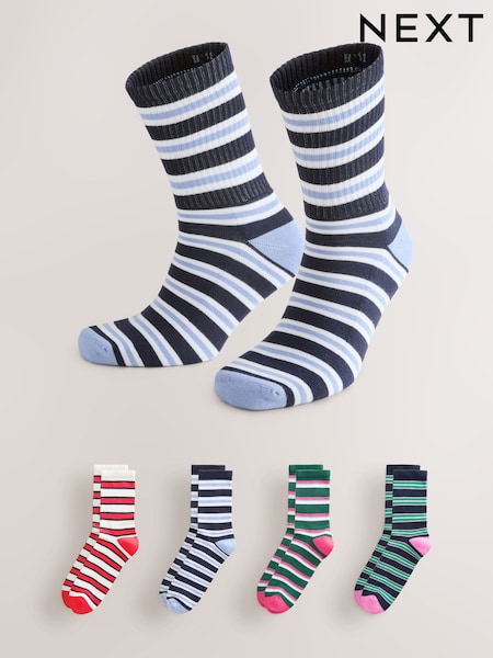 Blue/Green/Orange Stripe Pattern Sports Socks 4 Pack (Y14517) | $29
