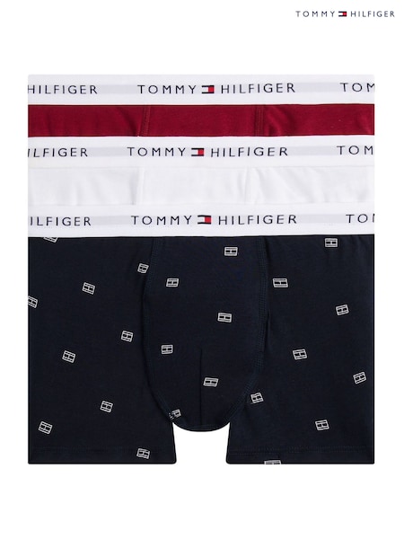 Tommy Hilfiger Red 3-Pack Signature Logo Print Trunks (Y14560) | AED175