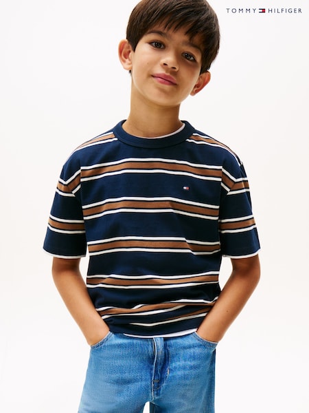 Tommy Hilfiger Blue Stripe Crew Neck T-Shirt (Y14561) | AED151 - AED169