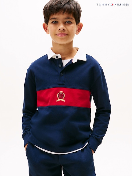 Tommy Hilfiger Blue Crest Long Sleeve Polo Shirt (Y14563) | AED291 - AED349
