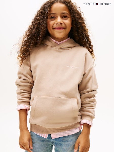 Tommy Hilfiger Brown Logo Regular Fleece Hoodie (Y14587) | 223 QAR - 272 QAR