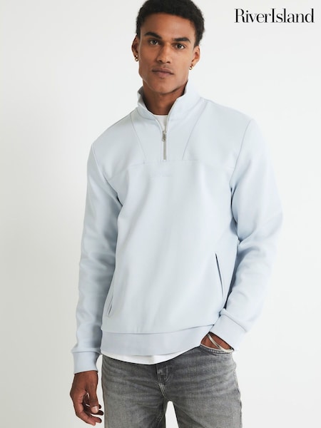 River Island Blue Slim Fit Scuba Funnel Sweatshirt (Y14639) | €56