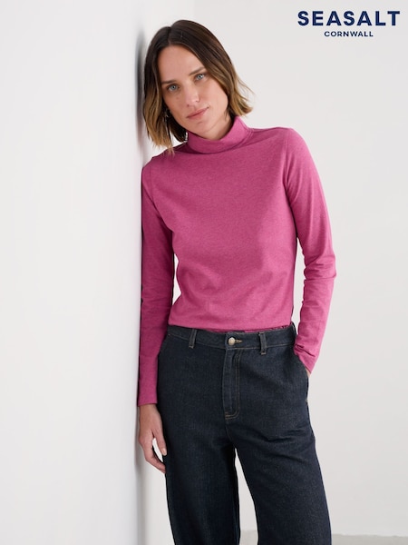 Seasalt Cornwall Pink Landing Roll Neck Top (Y14649) | €37