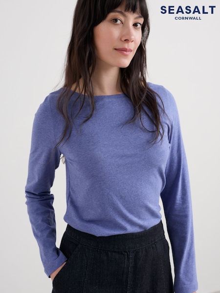 Seasalt Cornwall Purple Easel Long Sleeve Top in Cotton Jersey (Y14663) | €44