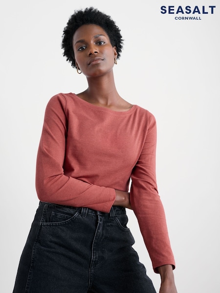 Seasalt Cornwall Red Easel Long Sleeve Top in Cotton Jersey (Y14667) | €44