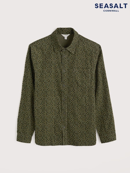 Seasalt Cornwall Green Mens Shoreman Printed Cord Shirt (Y14676) | €126
