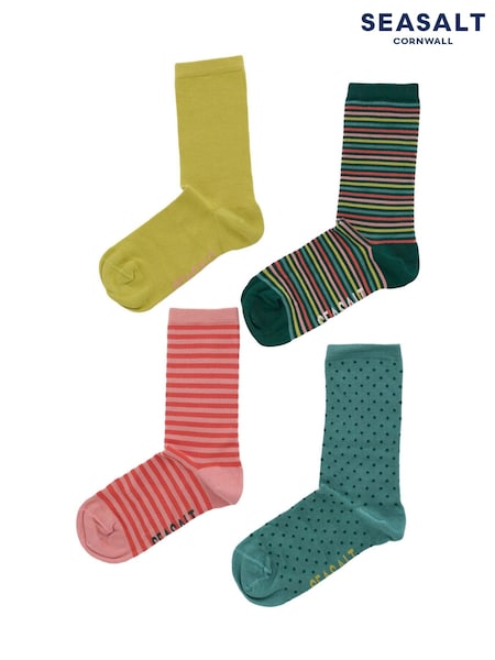 Seasalt Cornwall Blue Gift Box of 4 Womens Sailor Socks (Y14683) | €44