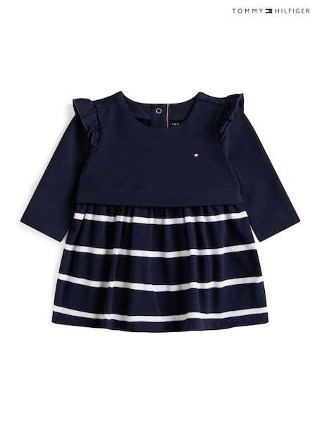 Tommy Hilfiger Blue Essential Frill Long Sleeve Dress (Y14740) | €73
